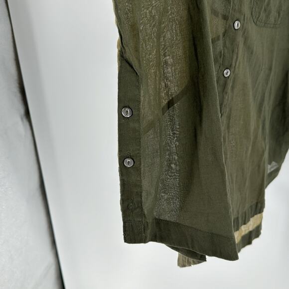 Free People Rainbow Rays Button Down Green oversized longline sheer size XS - Picture 11 of 11